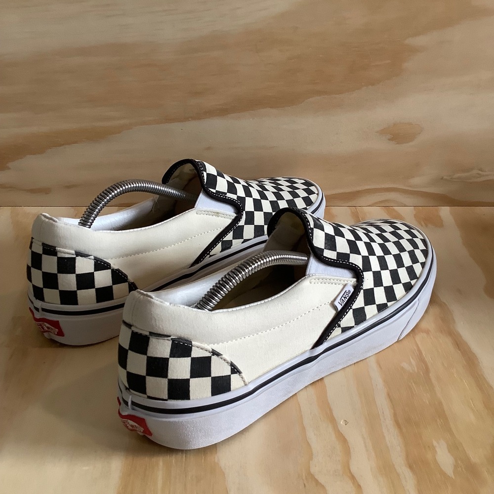 Vans Classic Slip-On Checkerboard Black White Skate Shoes Mens 12 721565